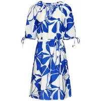 Smashed Lemon Blauw en wit korte jurk met abstracte bloemenprint |