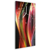 Tulup Wandklok - Abstractie Klok Glas Met Opdruk - 30x60 cm - Veelkleurig Moderne Wandklok Glas - Witte Handen - Rechthoekige Wandklok - Glazen Wandklok Design - Klok Glas Met Opdruk