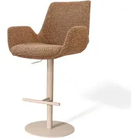Nolon Niva-Eef Draaibare Tulp Barkruk Bruin Blend - Verstelbaar - Beige Onderstel - Armleuning - Stoffen - Comfortabel