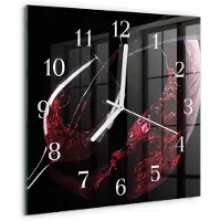 Drukarnia Piga Wandklok - Wijn Wandklok Glas Met Motief - 30x30 cm - Rood Decoratieve Glazen Klok - Witte Handen - Vierkante Wandklok - Glazen Wandklok Design - Klok Glas Met Opdruk