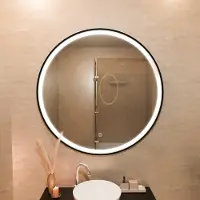 LOMAZOO Badkamerspiegel met LED verlichting - Badkamer Spiegel - Spiegel Badkamer - Spiegel Douche - Verwarming Anti Condens - 100 cm rond [DETROIT]