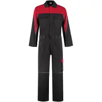 Bestex Overall Polyester/Katoen met verdekte rits 2-kleuren 50 / Zwart-Rood
