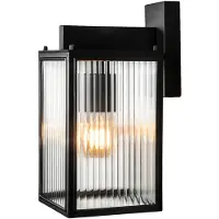 Konstsmide Wandlamp Carpi Zwart Met Ribbel Glas