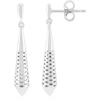 Cavill - Lange Oorhangers Zilver 925 Sterling - Geometrisch Patroon - Modern & Elegant - Steeksluiting - Monosono Collection - 30 mm