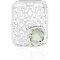 Cavill - Hanger 925 Sterling Zilver - 2,025 Ct Groene Amethist Braziliaanse Edelsteen - Antiek Kussen Slijpsel - Elegant Geometrisch Filigraan Design