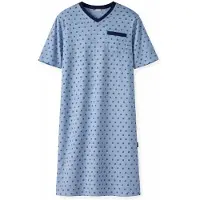 Comtessa Comte - Heren Nachthemd Korte Mouw – Lichtblauw Print – 100% katoen - maat XL