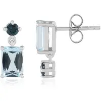 Cavill - Zilveren Oorbellen - 925 Sterling Zilver Gerhodineerd - Hemelblauwe Topaas 2,601 ct - Achthoek Radiant & Ronde Londenblauwe - Luxe Sieraden