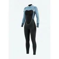 Mistral Breeze 76 | Dames Wetsuit | Zwart/Blauw | Maat L | 2.5 mm Neopreen | Lange Mouw | Met Frontrits en Kniebeschermers | Voor Watersport