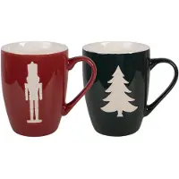 Clayre & Eef Mok Set van 2 350 ml Rood Porselein