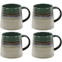 MPLCo - Ombres Mok - Koffiemok - Set van 4 - Theemok - Unieke Beker - Moderne Koffiebeker Servies - Vaatwasser & Magnetron Bestendig - 400ml - Ø10 x 10 cm - Groen-grijs