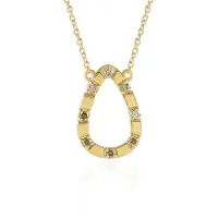 Cavill - 925 Sterling Zilver Vergulde Halsketting - 0,108 ct Champagne I2 Diamant - Elegante Afrikaanse Ronde Briljant Druppelhanger - Tijdloos & Fijn