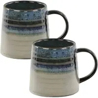 MPLCo - Ombres Mok - Koffiemok - Set van 2 - Theemok - Unieke Beker - Moderne Koffiebeker Servies - Vaatwasser & Magnetron Bestendig - 400ml - Ø10 x 10 cm - Navy blauw en Grijs