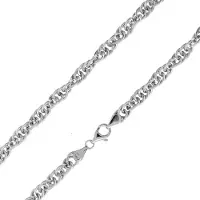 Cavill - 925 Sterling Zilveren Singapore Ketting - Elegante Gevlochten Zilveren Ketting Dames - 45 cm - Karabijnsluiting - Casual & Feestelijk