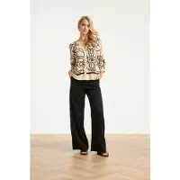 Smashed Lemon Soepel dames pantalon met wijde pijpen |