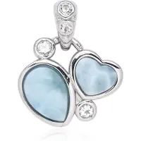 Cavill - Luxe Zilveren Hanger met 3,25 Ct Larimar - 925 Sterling Zilver Bezetting - Druppel & Hartvorm - Uniek Dames Sieraad