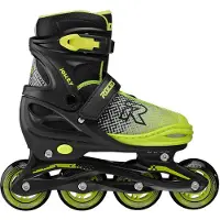 Roces Jokey X Verstelbare Skeelers Jongens - Inline Skates - Meegroei Skates - Zwart Groen - Maat 26-29