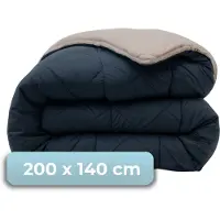 HUSH. Living HUSH Living - Wasbaar Dekbed - Tweekleurig Design - 140x200 cm – 300 Gsm - Inclusief Bijpassende Kussensloop - Navy / Taupe