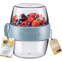 Westmark pocket box Mini, praktisch maaltijdbakje voor onderweg, ideaal voor yoghurt, fruit, groenten, snacks, 400 ml (2 x 200 ml), BPA-vrij, blauw