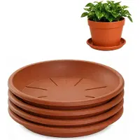 PlasticForte plantenpot onder schotel / water opvang schaal - 4x - terracotta - Dia 30 cm - Kunststof - voor pot met Dia 35/40 cm