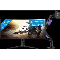 AOC CU34G2XP/BK + Vortech Bras d'Écran PC avec Vérin à Gaz