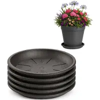 PlasticForte plantenpot onder schotel / water opvang schaal - 5x - antraciet - Dia 24 cm - Kunststof - voor pot met Dia 30/35 cm