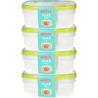PlasticForte Vershoudbakjes - 8x stuks - 1.5 liter - herbruikbaar - transparant/lime - kunststof - magnetron - vriezer