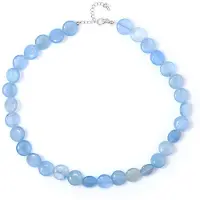 Cavill - Zilveren Halsketting - 925 Sterling Zilver Gerhodineerd - Aqua Kwarts Fancy Kraal 248,9 ct - Elegante Blauwe Edelsteen Ketting Dames