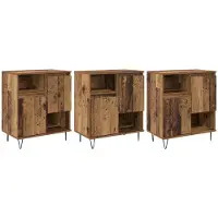 vidaXL Dressoir 3 st Oudhout 60 x 35 x 70 cm