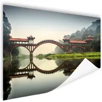 PosterMonkey Chinese brug Poster 120x90 cm - Foto print op Poster (wanddecoratie woonkamer / slaapkamer)