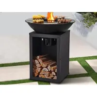 Vente-unique Barbecue plancha brasero op houtskool met opbergruimte 80 x 80 x 96 cm, zwart - IGNOS