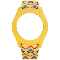 Super Merchant Watx & Colors COWA3027 - Horlogeband / Behuizing - Ø 43 mm compatibel - Geel (Etnisch Patroon) - Siliconen