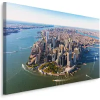 Karo-art Schilderij - Zicht op New York van boven, Manhattan, Premium Print