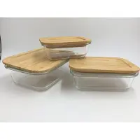 Kesper Glazen voorraad/vershout bakjs, set van 3, bamboe deksel