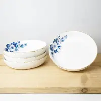 Heinen Delfts Blauw Pastabord Blauw Bloesem - Porselein - 24 cm - 4 stuks
