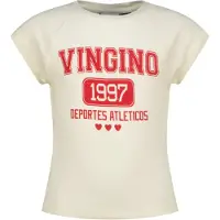 Vingino T-shirt wit Meisjes Katoen Ronde hals Logo - maat 128