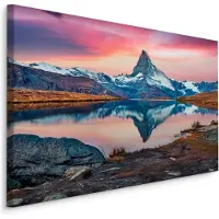 Karo-art Schilderij - Ochtend in de Zwitserse Alpen, 5 maten, Premium Print