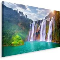 Karo-art Schilderij - Waterval in China, premium print
