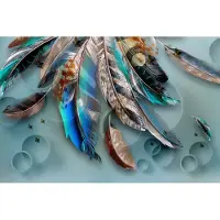 Karo-art 208cm X 146cm - Fotobehang - Veren patroon, premium print, inclusief behanglijm