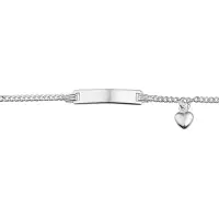 The Jewelry Collection Zilver Gerhodineerde Graveerarmband hart 4 1329663 13 cm