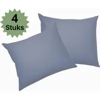 Droomtextiel Hotelkwaliteit Kussenslopen - Blauw - Set van 4 Stuks 60x70cm - 100% Hoogwaardige Katoen