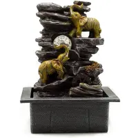 Ancient Wisdom Tafelwaterornament - 35 cm - Olifanten, kristallen bol en waterrad