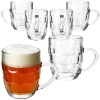MamboCat Set van 6 Dijon bierpullen, 0,2 liter per stuk, met reliëf en handvat, gemaakt van glas – 84569