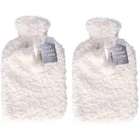 Did Warmwaterkruik - 2x - met zachte pluche hoes - wit - 2L - kruik