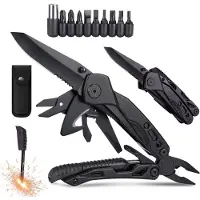SENZO Multitool Zakmes - Survival - Multifunctioneel Zakmes - 14-in-1 - Schroevendraaier - Vuurstarter
