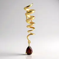 Cavill - Zilveren hanger verguld - 0,79 ct Mozambique granaat peervormig geslepen - 925 Sterling zilver - Elegant spiraal ontwerp - Luxe sieraden