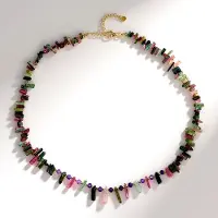Cavill - 925 Sterling Zilver Halsketting met Toermalijn 96ct & Amethist 5,77ct - Vergulde Accenten - Elegant & Verstelbaar