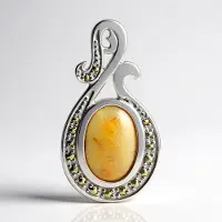 Cavill - Zilveren Hanger - 925 Sterling Zilver - 3,21 ct Rutielkwarts Ovaal - 0,157 ct Marcasiet - Elegante Braziliaanse Cabochon - Dames Sieraad