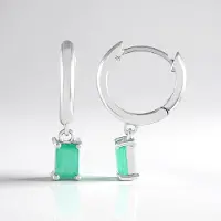 Cavill - Zilveren Oorbellen Met Socoto Smaragden - 925 Sterling Zilver - Achthoekige Groene Smaragd - Luxe Braziliaanse Edelstenen Sieraden