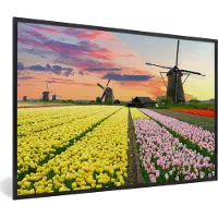 PosterMonkey Fotolijst incl. Poster - Tulpen - Windmolen - Natuur - 30x20 cm - Posterlijst