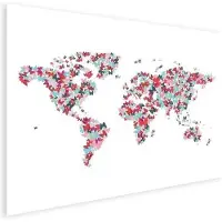 PosterMonkey Poster - Wereldkaart - Vlinders - Kleuren - 40x30 cm